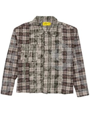 GUAPI Crystal-embellished Plaid Shirt - Grey