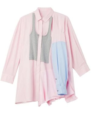 Enfold Layered Paneled Shirt - Pink