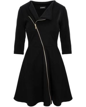 ROSERRY Chelsea Diagonal-Zip Half-Sleeve Mini Dress - Black