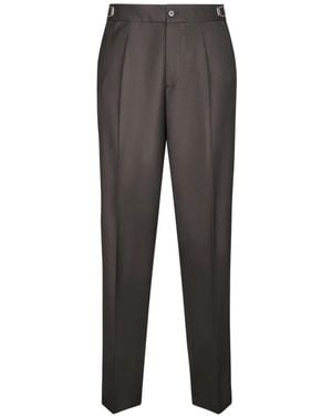 Cellar Door Pleated Side-Buckle Trousers - Grey