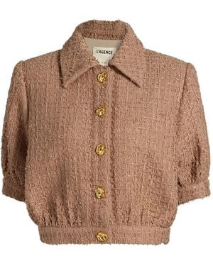 L'Agence Veste En Tweed À Coupe Crop - Brown