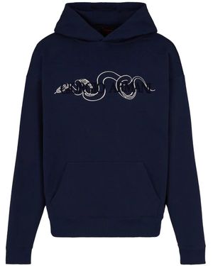 Giorgio Armani Logo-Print Hoodie - Blue