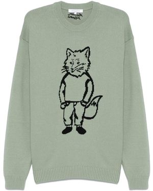 Maison Kitsuné Dressed Fox Intarsien-Pullover - Grün