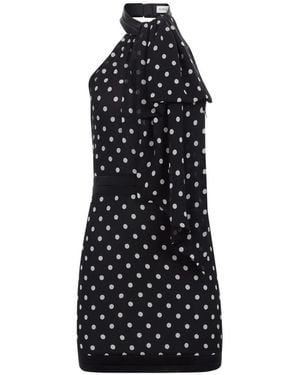 Nina Ricci Polka-Dot Halterneck Mini Dress - Black