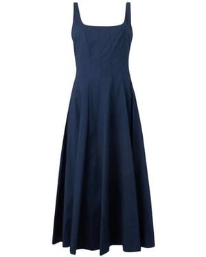 STAUD Wells Flared Midi Dress - Blue