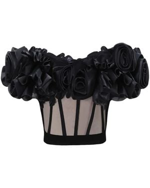 Gemy Maalouf Corsetto Con Applicazione A Fiori - Nero