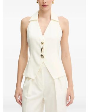 SIMONA CORSELLINI Sculptural-Button Waistcoat - White