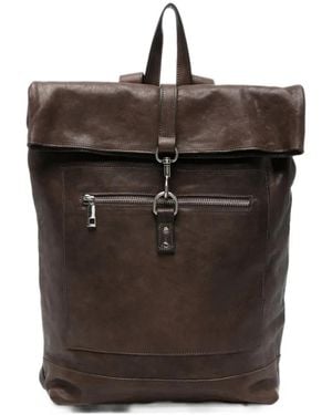 SOMMET Blekleem Roll-Top Leather Backpack - Black