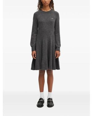 Lacoste Robe Courte À Manches Longues - Black