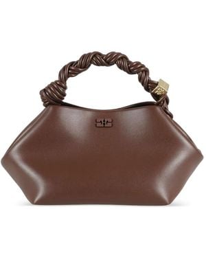 Ganni Small Bou Braided-Handle Tote Bag - Brown