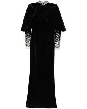 Jean Louis Sabaji Faux-Pearl Embellished Velvet Gown - Black