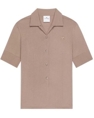 Courreges Merino Wool Polo Top - Natural