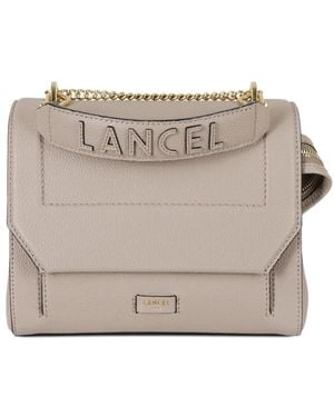 Lancel Medium Ninon Logo-Plaque Pebbled Cross Body Bag - Grey