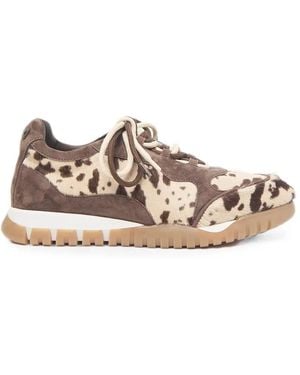 Peserico Animal-Print Paneled Sneakers - Brown