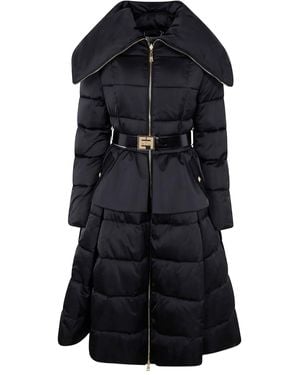 Elisabetta Franchi Belted Quilted Coat - Black