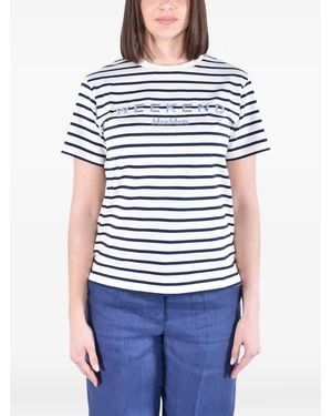 Weekend by Maxmara T-Shirt Wodbora À Broderies Et Rayures - Blue