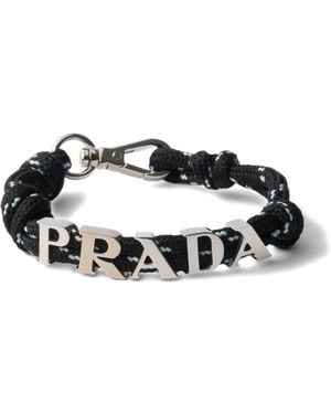 Prada Logo-Lettering Cord Bracelet - Brown