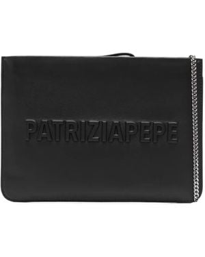 Patrizia Pepe (Im)Perfection Embossed Leather Clutch Bag - Black