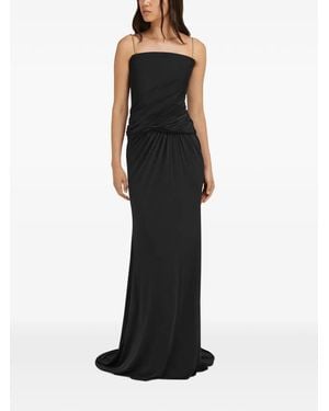 Ferragamo Gathered Top With Chain Detail - Black