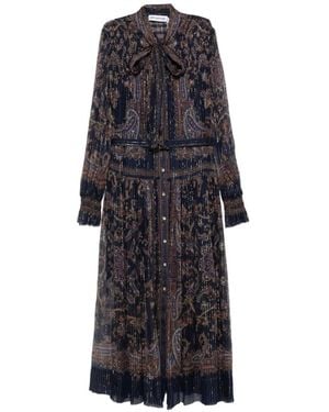 Self-Portrait Paisley-Print Pussy-Bow Maxi Dress - White