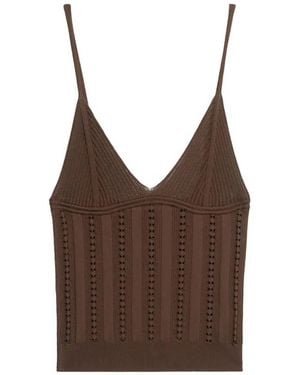 Blumarine Knit V-Neck Top - Brown
