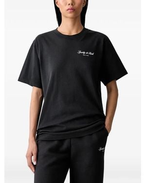 Sporty & Rich Logo-Print Cotton T-Shirt - Black