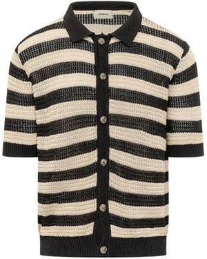 A PAPER KID Striped Short-Sleeve Shirt - Black