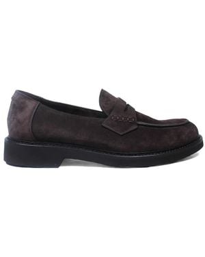 Canali Mocasines penny de piel a paneles - Negro