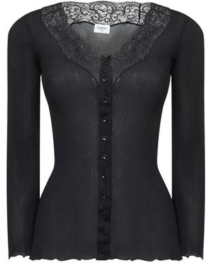 Saint Laurent Cardigan Mit Spitzenbesatz - Schwarz