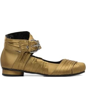 Alohas Volant Pleated Buckle Ballet Flats - Metallic