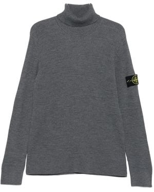 Stone Island Ribbed Turtleneck Jumper - Grey