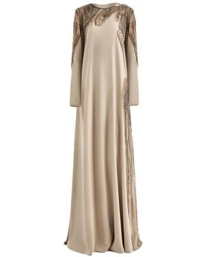 Gemy Maalouf Asymmetrical Beading Maxi Dress - Natural