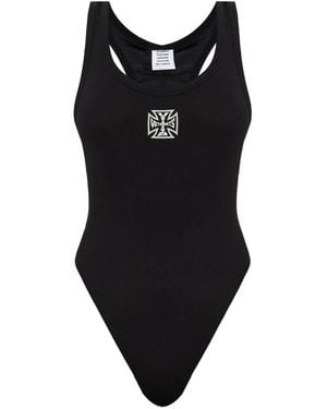 Vetements Body Con Logo Bordado - Negro