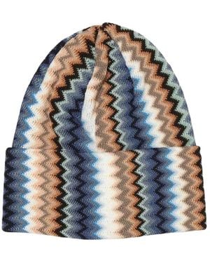 Missoni Zigzag Knit Beanie Hat - Blue