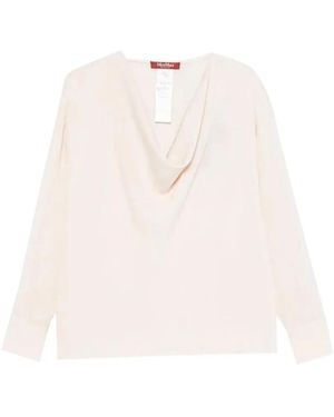 Max Mara Cowl-Neck Long-Sleeve Blouse - Pink