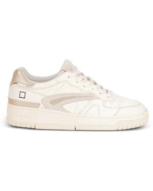 Date Torneo Glitter-Panelled Leather Trainers - White
