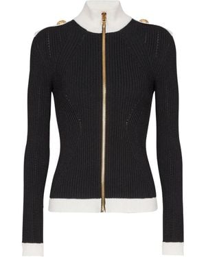 Balmain リブニット カーディガン - ブラック