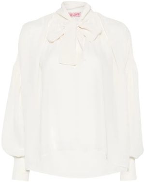 Carla G Evim Pussy-Bow Balloon-Sleeve Blouse - White