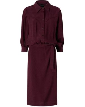 Pinko Midi Tie-Waist Shirt Dress - Purple