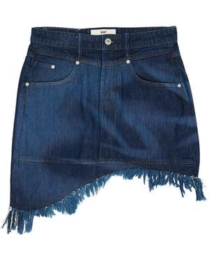 Feng Chen Wang X Lee Asymmetric Frayed Denim Mini Skirt - Blue
