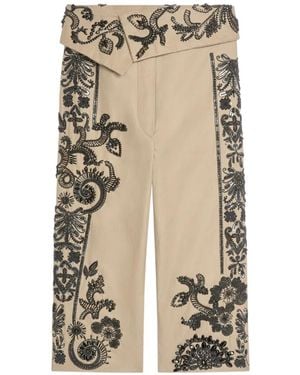 Dries Van Noten Embroidered Capri Trousers - Natural