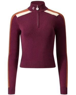 Perfect Moment Jersey La Tour De Lana Merino Con Cremallera 1/4 - Rojo