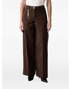 Fracomina Logo-Charm Wide-Leg Pants - Brown