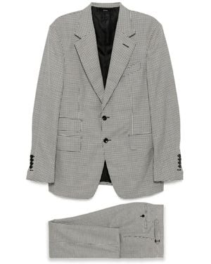 Tom Ford Dogtooth-Pattern Suit - Gray
