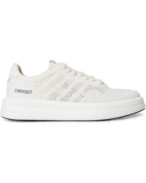 Twinset Logo-Appliqué Trainers - White