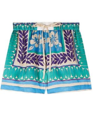 Sandro Floral Cord Short Shorts - Blue