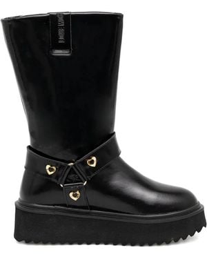 Love Moschino Heart-Detail Platform Boots - Black