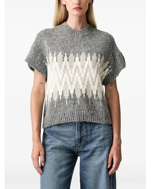 Joop! Geometric-Pattern Short-Sleeve Jumper - Grey
