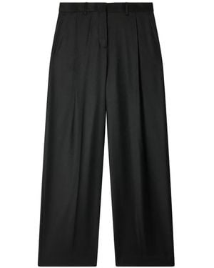 Paul Smith Wool-Cashmere Wide-Leg Pants - Black