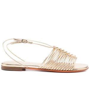 Santoni メタリック フラットサンダル - ナチュラル